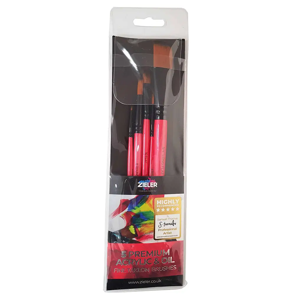 Zestaw pędzli do farb akrylowych i olejnych Premium Zieler - 5 sztuk 0604565115935