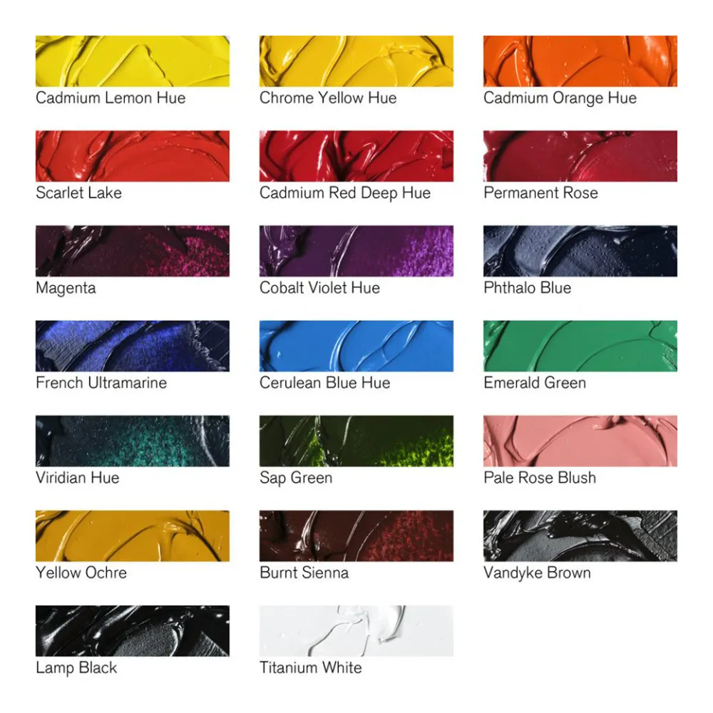 Zestaw farb olejnych Winton Winsor & Newton - 20 kolorów x 12 ml - wzornik