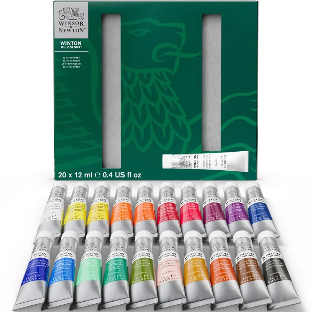 Zestaw farb olejnych Winton Winsor & Newton - 20 kolorów x 12 ml - zawartość